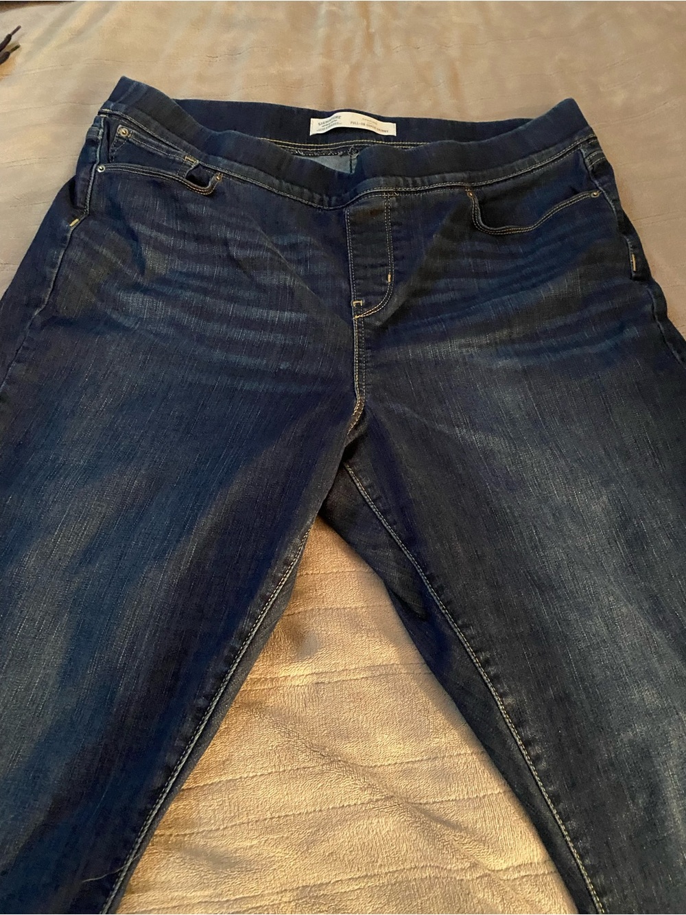 Signature by Levi Strauss Dark Blue Denim Jeans with Tan Patch
